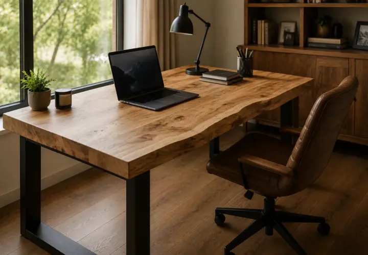 Biurko z naturalnego drewna do domowego gabinetu – ergonomia, styl i organizacja pracy