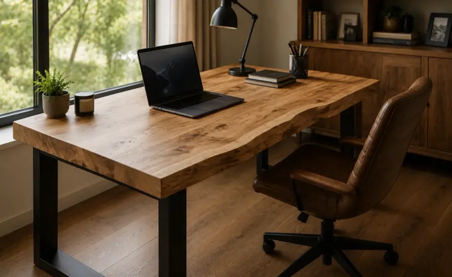Biurko z naturalnego drewna do domowego gabinetu – ergonomia, styl i organizacja pracy